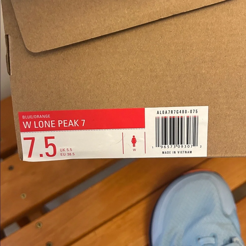 Women’s Altra W Lone Peak 7 Running Sneaker w/box Size 7.5 - Light Blue/Orange - Picture 9 of 9